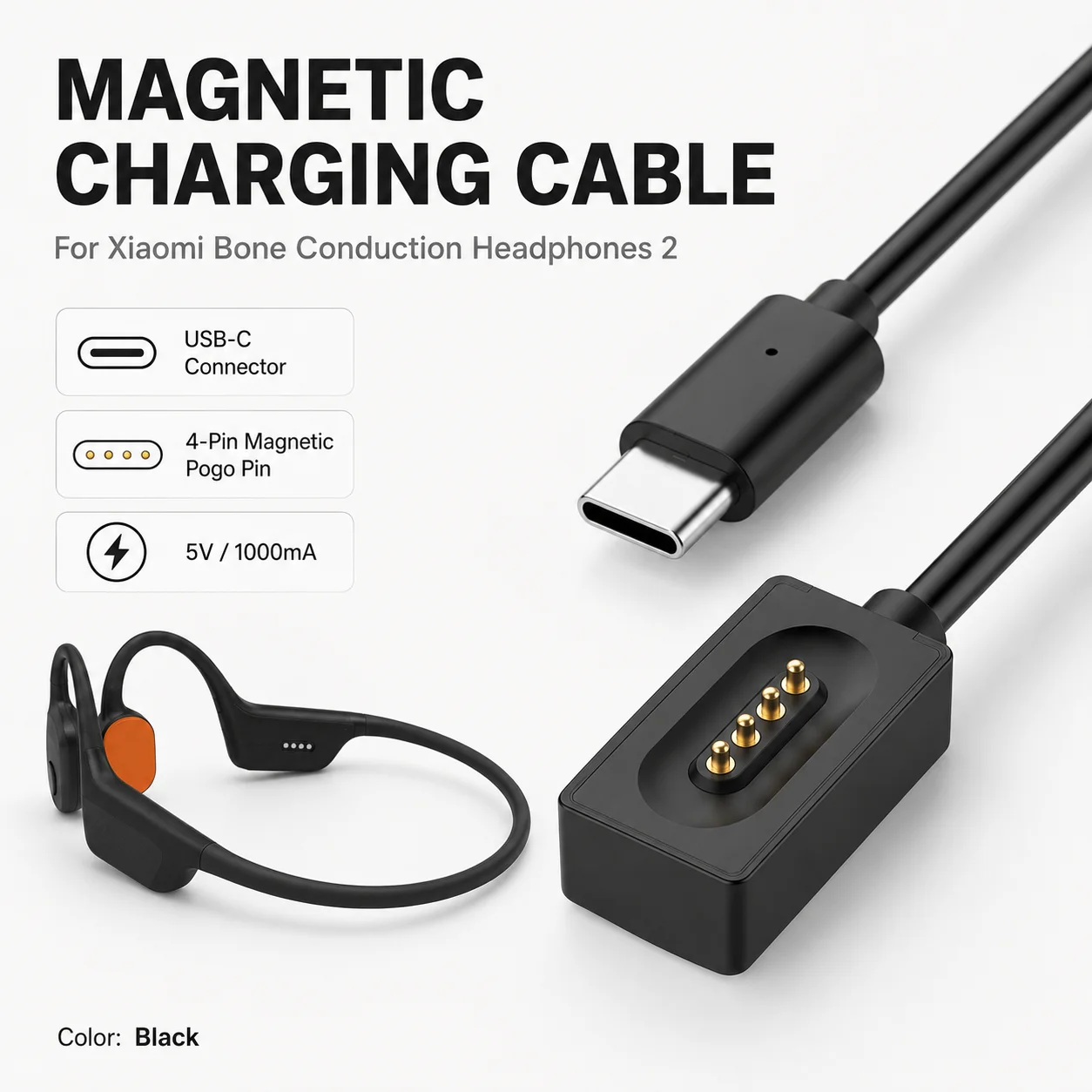 كابل شحن مغناطيسي لسماعات شاوم - مراجعة Magnetic Charging Cable Bone Conduction وسعره