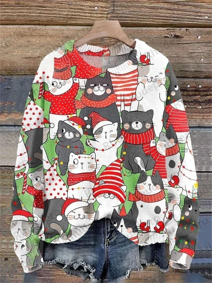 PLstar Cosmos New 3D Printing Retro Pattern Series Christmas Warm Ugly Sweater Street Casual Unisex Winter Sweater 2027