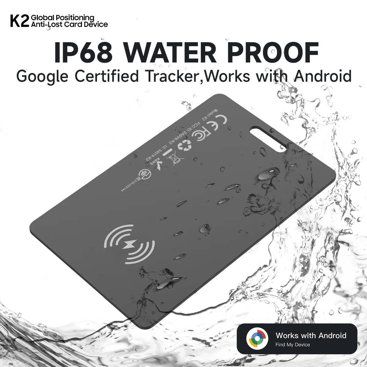 Android Smart Card Wallet Tracker Thin 1.8mm Rechargeable Air Tag Work with Google Find My (Android only), Item Finder Locator