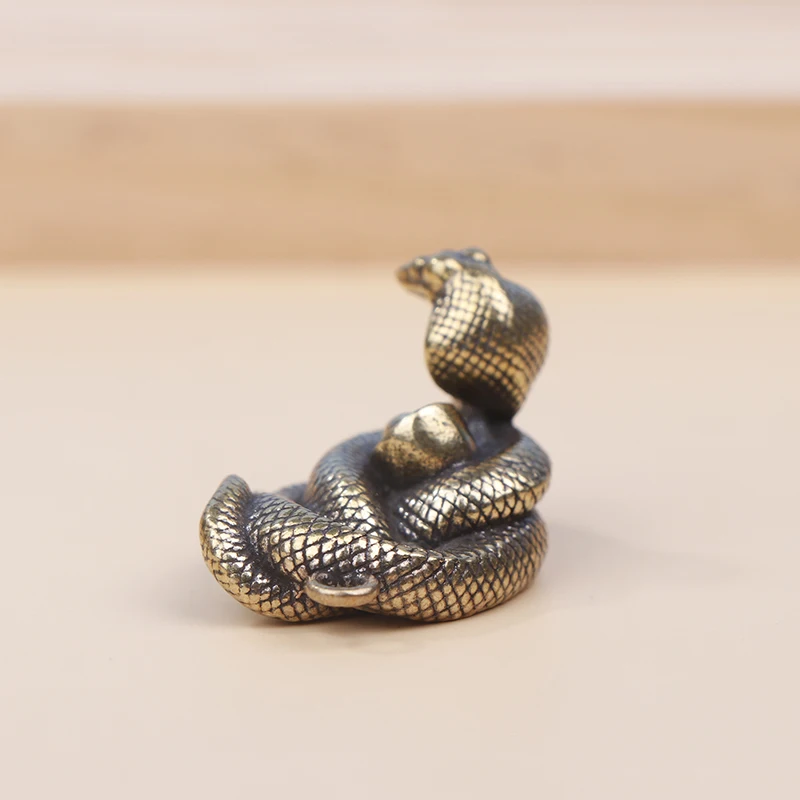 1pc Antique Bronze Snake Statue Miniature Figurines Copper Zodiac Animal Desk Decorations Ornaments Brass Crafts