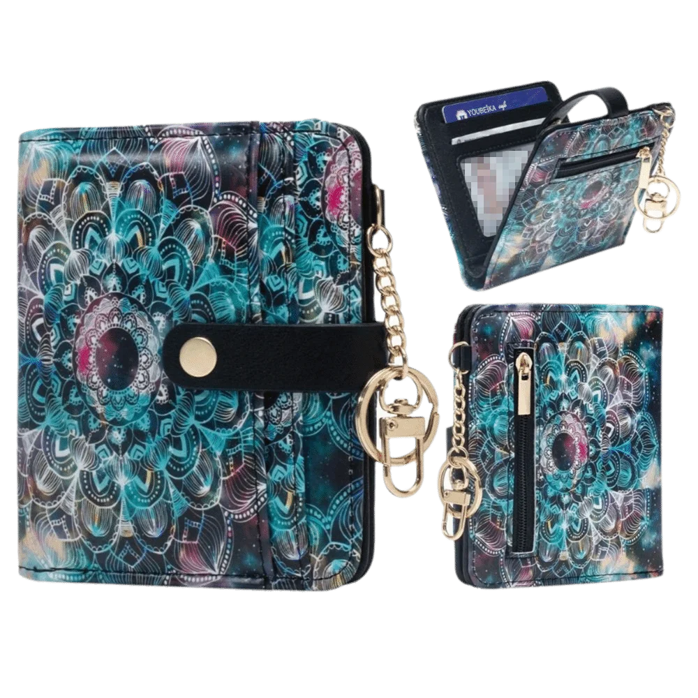 

Cute RFID Card Holder Black Cat Floral Ultra-Thin Coin Bag Multi-card Slot Compact Coin Purse Daily Use