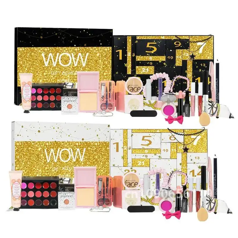 24 Days Beauty Advent Calendar Makeup Set 24pcs Christmas Countdown Calendar Make up Calendar Lipstick Eye Shadow Cosmetic