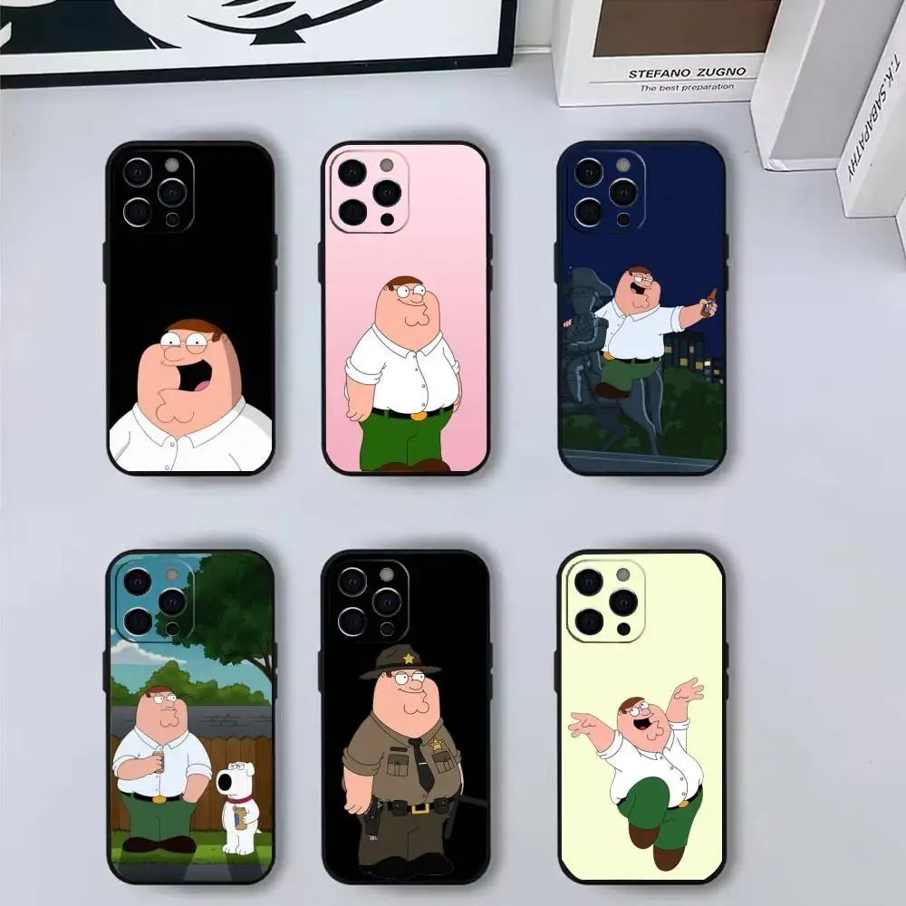 

Cartoon F-Family Funny Guy Phone Case For iPhone17,16,15,14,13,12,11 Plus,Pro Max Soft Black Cover