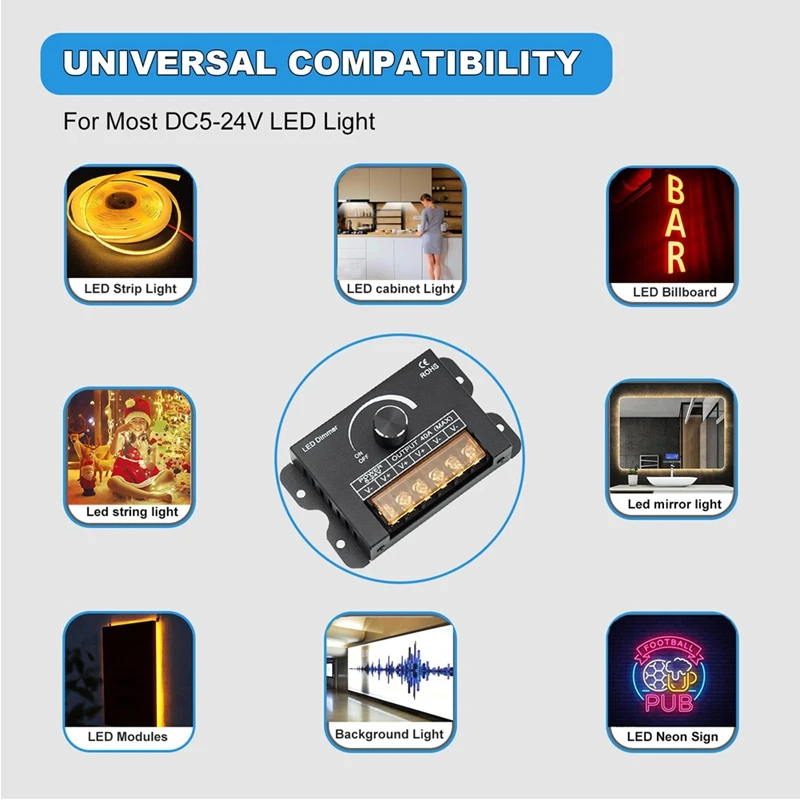 SCLS 12 В светодиодный диммер с радиочастотным пультом дистанционного управления и функцией таймера, 5-24 В постоянного тока, 40 А, алюминиевый корпус, ШИМ-контроллер затемнения