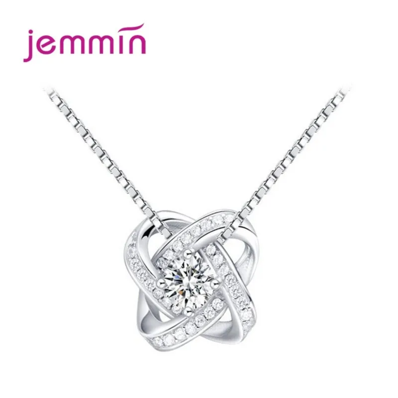 Luxury Female Zirconia Necklaces 925 Sterling Silver CZ Crystal Flower Design Pendant Neck Choker Women Jewelry Wholesale