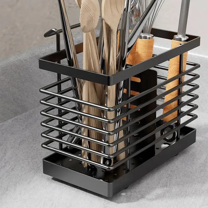 

Stainless Steel Kitchen Rectangular Hanging Utensil Drying Rack Home Chopsticks Spoons Drainer Basket Flatware Storage Hold New