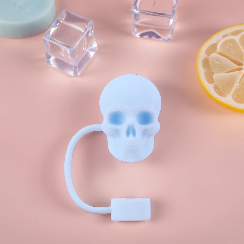Silicone Cute Skull Straw Covers 10mm Skull Straw Tips Protectors Skull Shape Straw Caps for Stanley 30/40oz Tumbler Accessories
