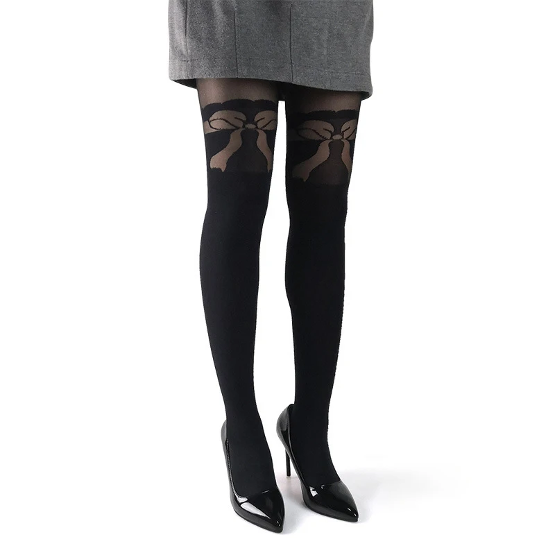 

280D Sexy Bow Tights For Women Medium Thick Pantyhose Female Elastic Waist Mesh Panty Hose Spring Autumn Long Socks New 2025