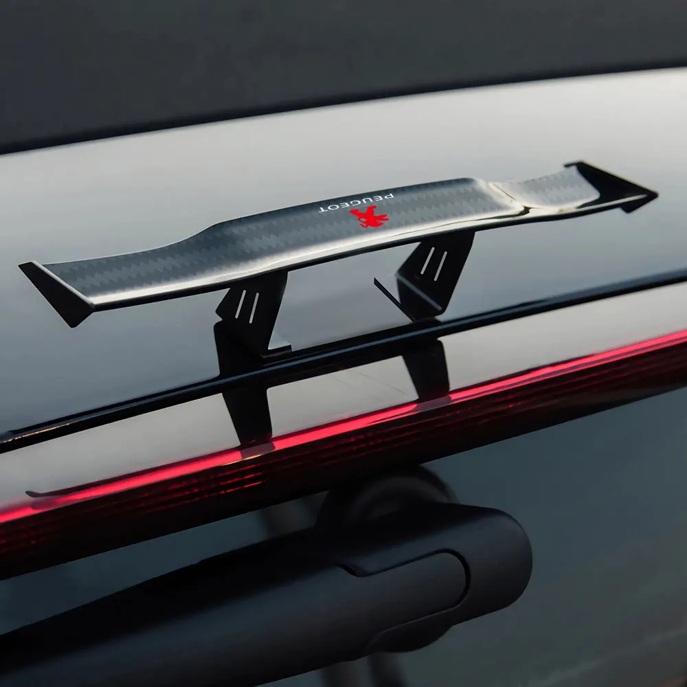Acessórios de Decoração para Carro: Mini Spoiler Traseiro e Tampa de Válvula para Peugeot 107 108 106 208 206 207 2008 307 308 508 408 3008