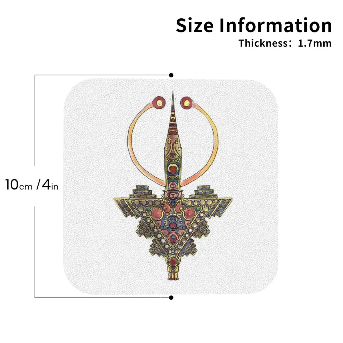 Kabyle Jewelry Amazigh Morocco Coasters PVC Leather Placemats Non-slip Coffee Mats for Decor Home Kitchen Dining Pads Set of 6