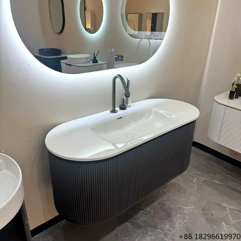 

Modern Wooden Wall Mounted Bathroom Vanity Cabinet Sink for Home Hotel Apartment Washroom