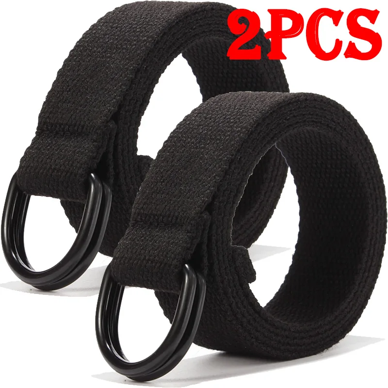 2 piezas de cinturón de lona unisex de talla extra grande 110 120 130 140 150 160 cm para hombre y mujer, cinturón táctico militar para exteriores para jeans
