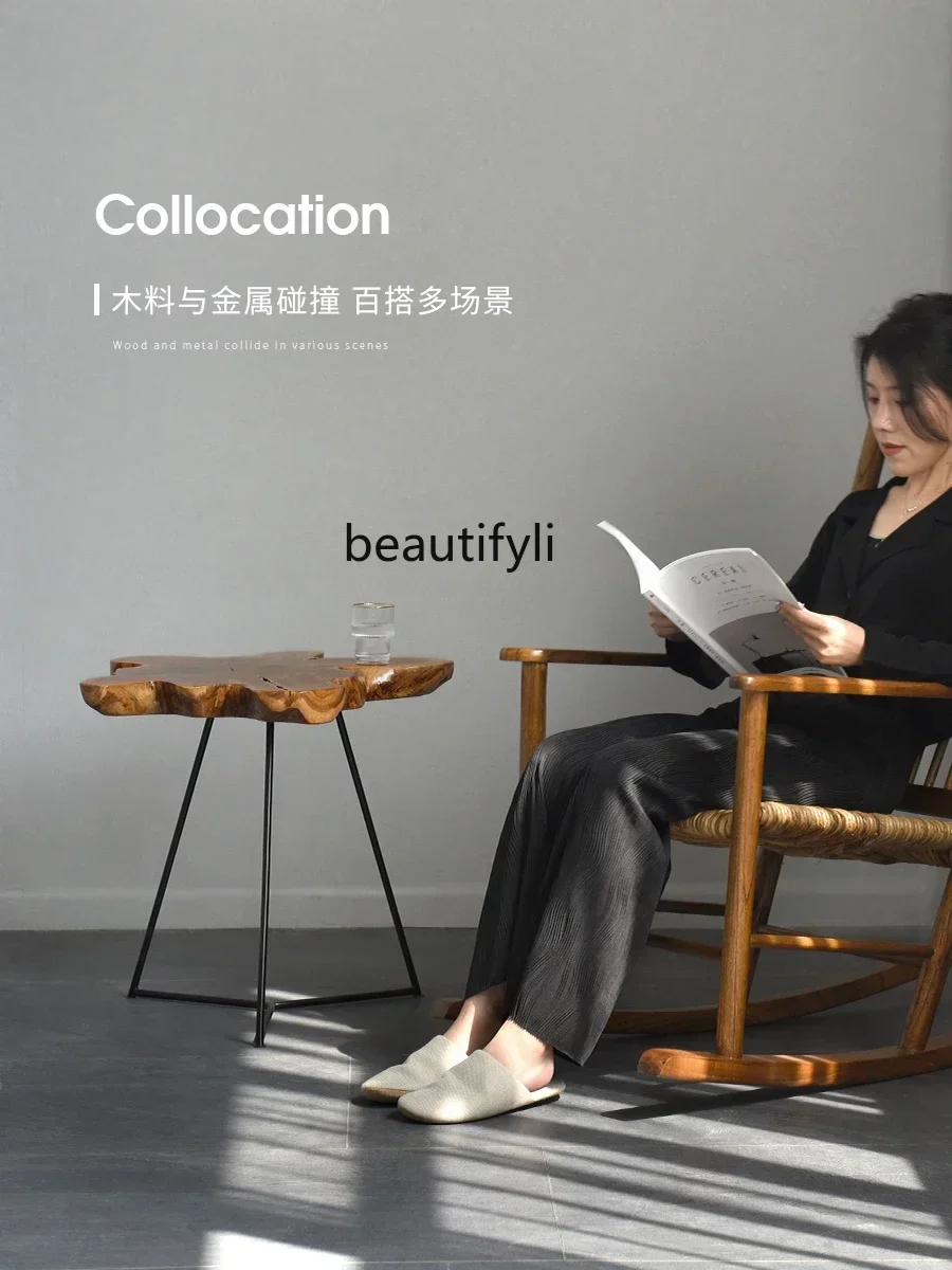 طاولة ls 04Teak edge، طاولة قهوة خشبية، أثاث من الخشب الصلب B & B inn Nordic