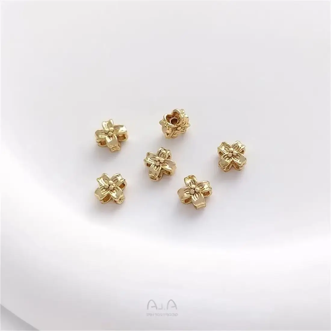 14K Gold-plated Partition Beads with Zirconium Square Flower Shaped Partition Handmade Beaded Jewelry Accessories DIY Material