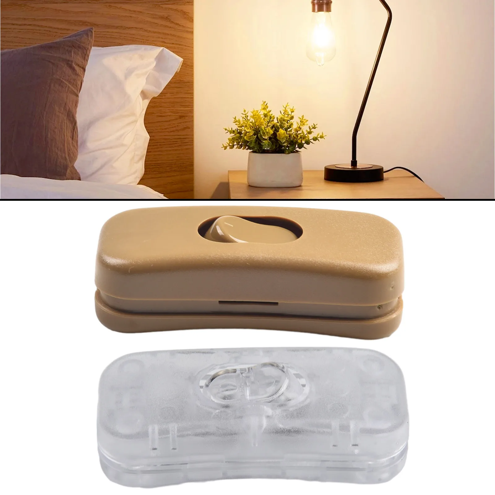 White Black Transparent Rocker Switch In Line Switch Cord Cable Table Side Lamp Bedside Lamp Switch High Quality