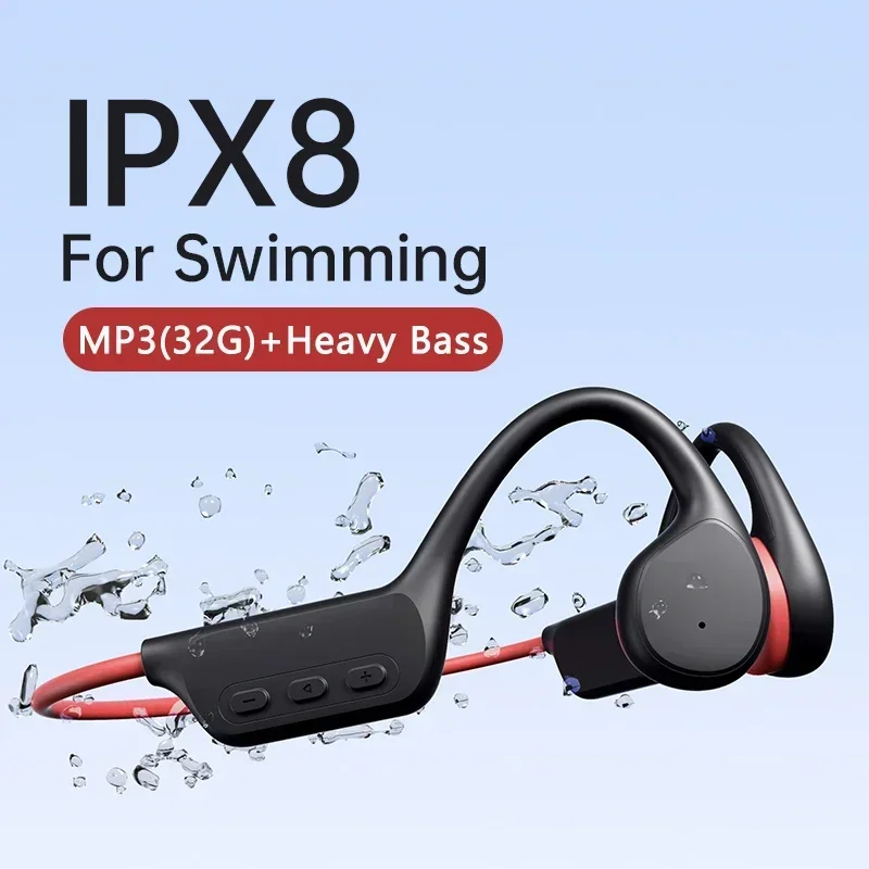 Bone Conduction Earphones Bluetooth Wireless IPX8 Waterproof MP3 Player Hifi Ear-hook Headphone With Mic Headset Swimming Earbud