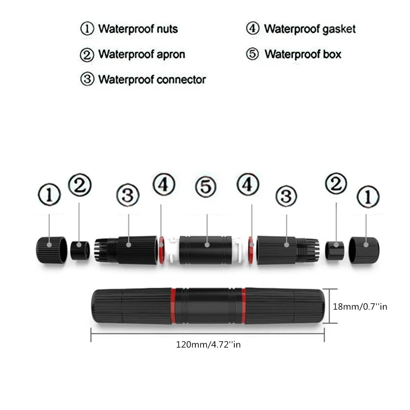 Conector RJ45 Cat5/5e/6 8P8C à prova d'água IP67 Ethernet LAN Conector para adaptador acoplador LAN externo