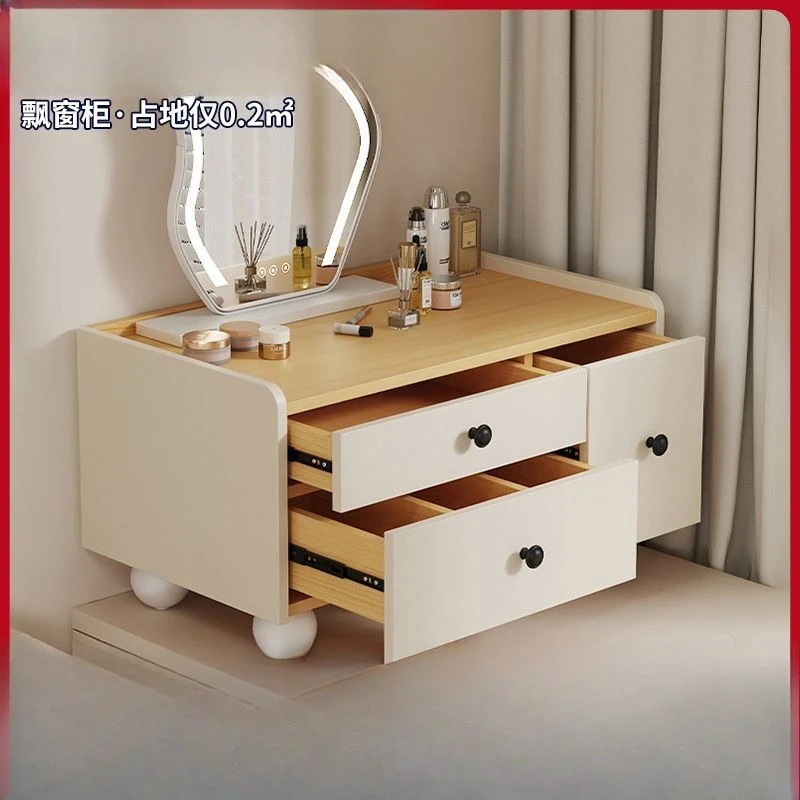 Solid wood bay window dresser, small apartment bedroom modern and simple