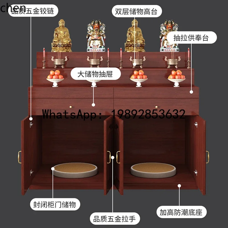 AB  Buddhist shrine oering table with pull-out plate drawer God of Wealth Guanyin oering table Chinese style