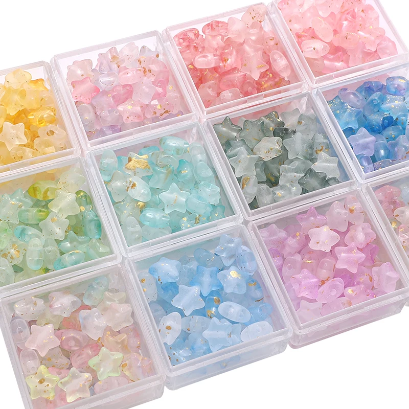 50Pcs/lot Acrylic Star Beads10x9mm Sparkling Makaron Color Pentagram Beads Fashion DIY Material Necklace Earrings Making