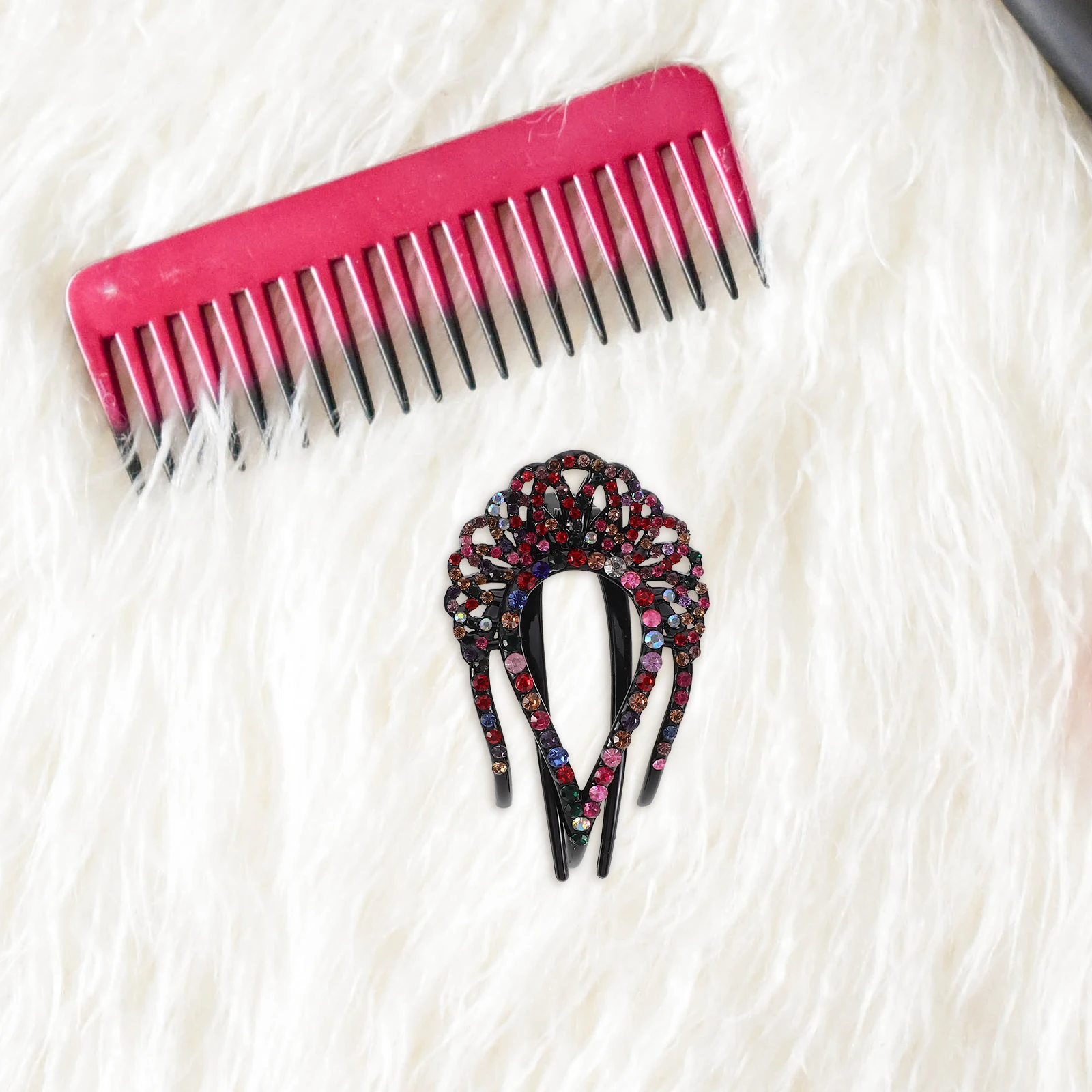 

3pcs Three Pointed Fork Clips Blue Rhinestone Bun Shaper Barrettes Women Combs Mother'S Day Hair Comb Stylish Accessories