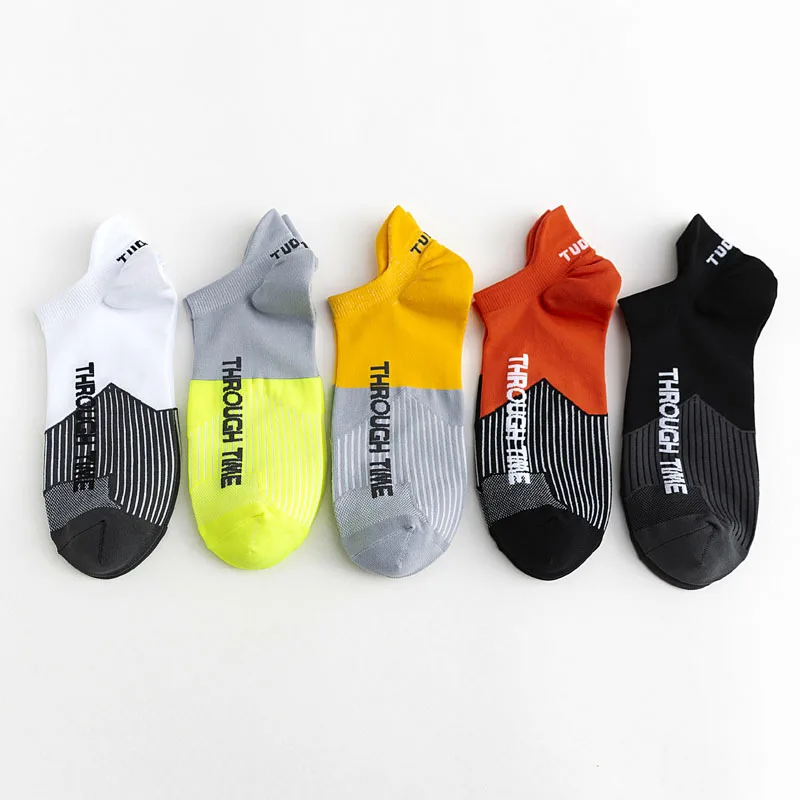 5 Pairs/lot Men Colorful Polyamide Socks Spring Summer Ankle Socks For Men Jacquard Letter Socks