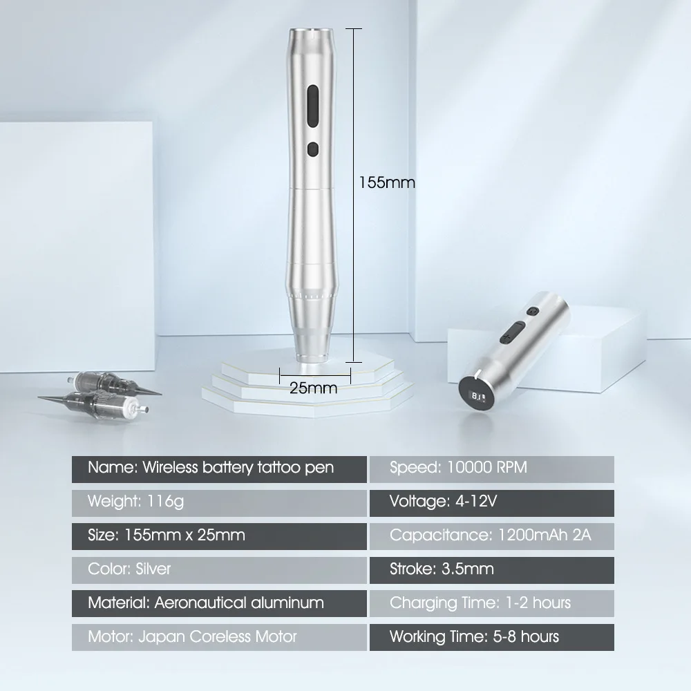 Demográfico para micropigmentação, máquina rotativa de tatuagem com caneta para maquiagem permanente, tatuagem de sobrancelha