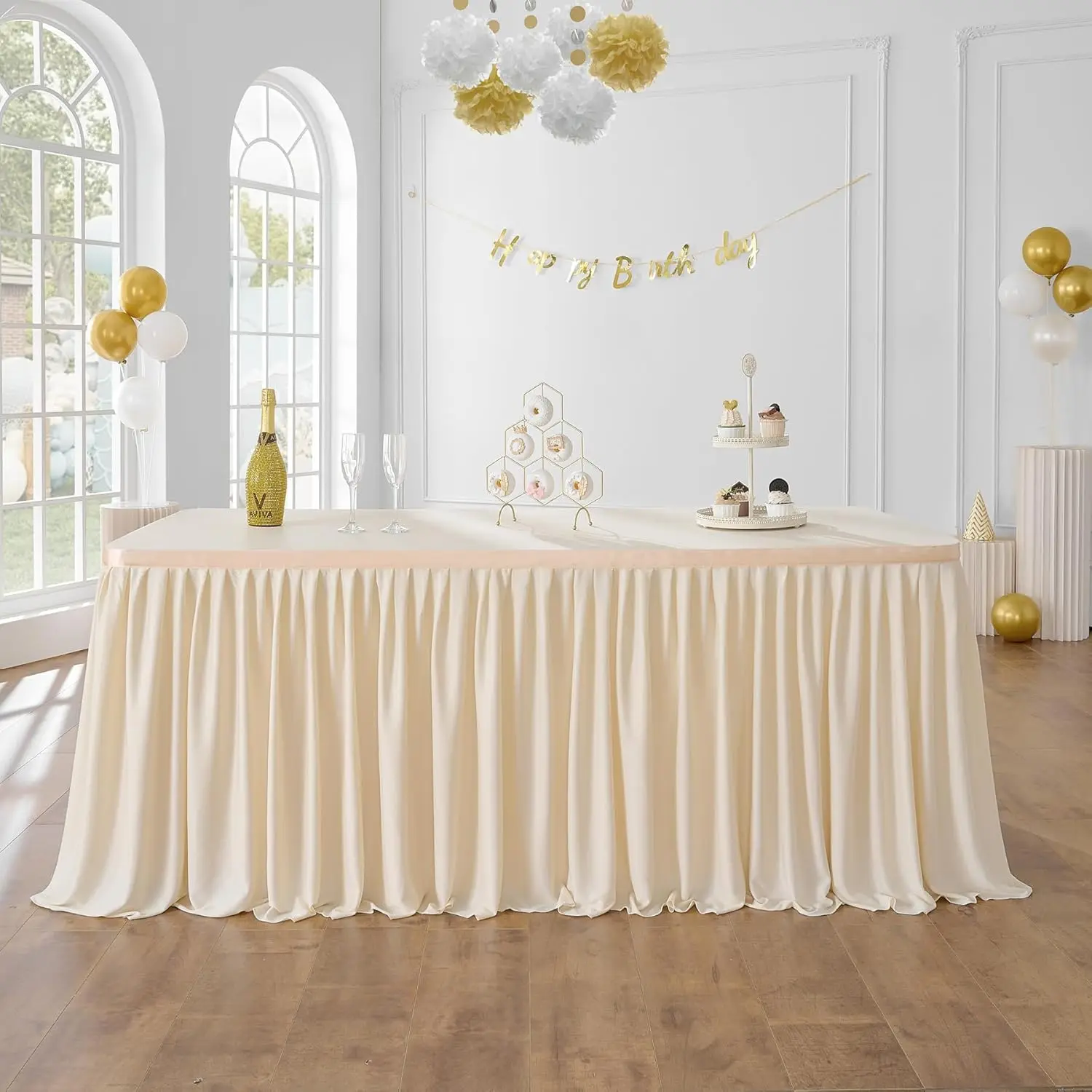 

Table Skirts for Rectangle Tables Ruffle Tablecloth for Wedding Birthday Party Baby Bridal Shower Banquet Table Decorations