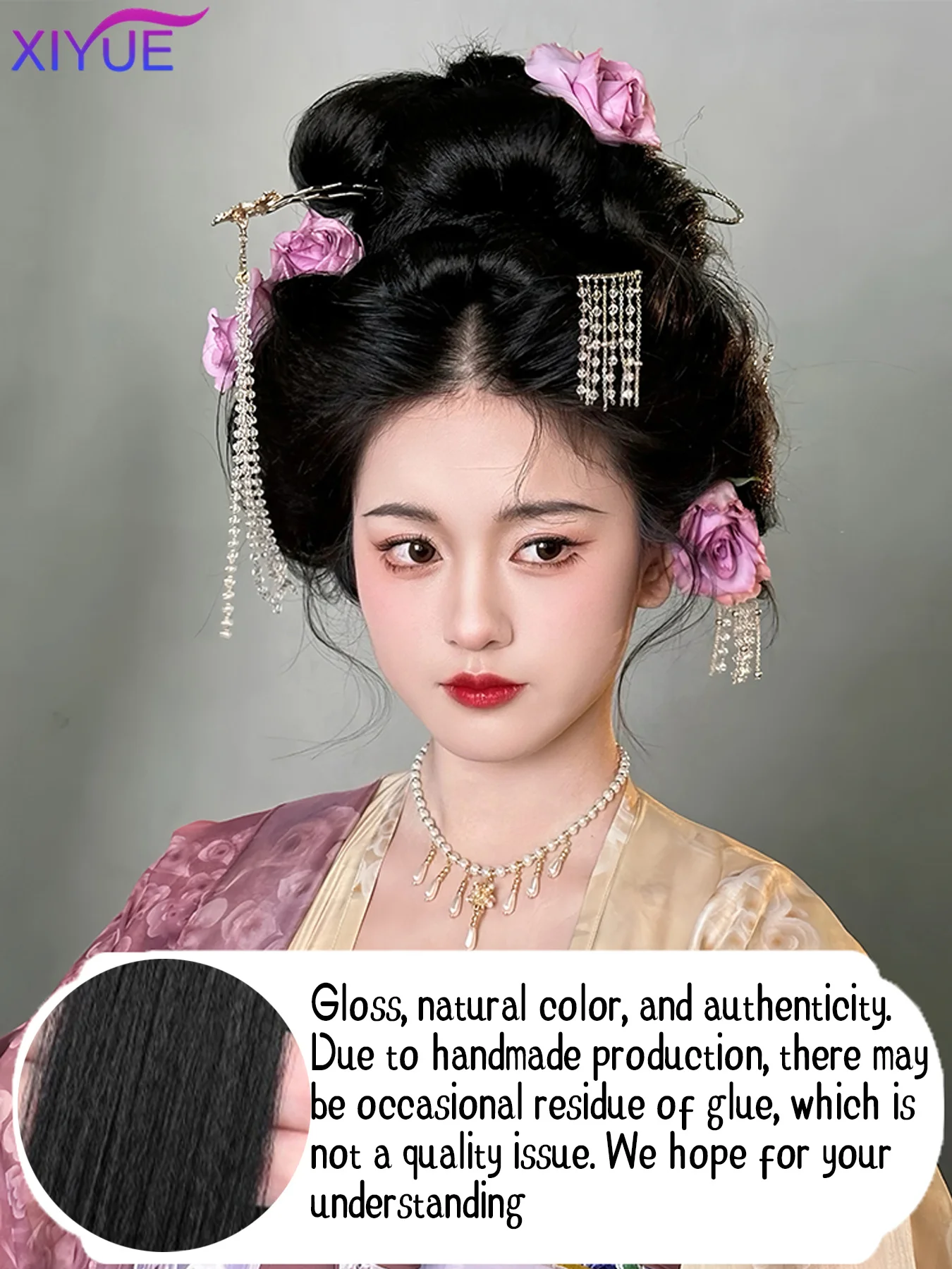 Synthetic Hanfu Wig Female Ancient Style Hair Bag Tang Style Ancient Costume Back Pressed Bun Party Role Play Daily Pad Hair Bag