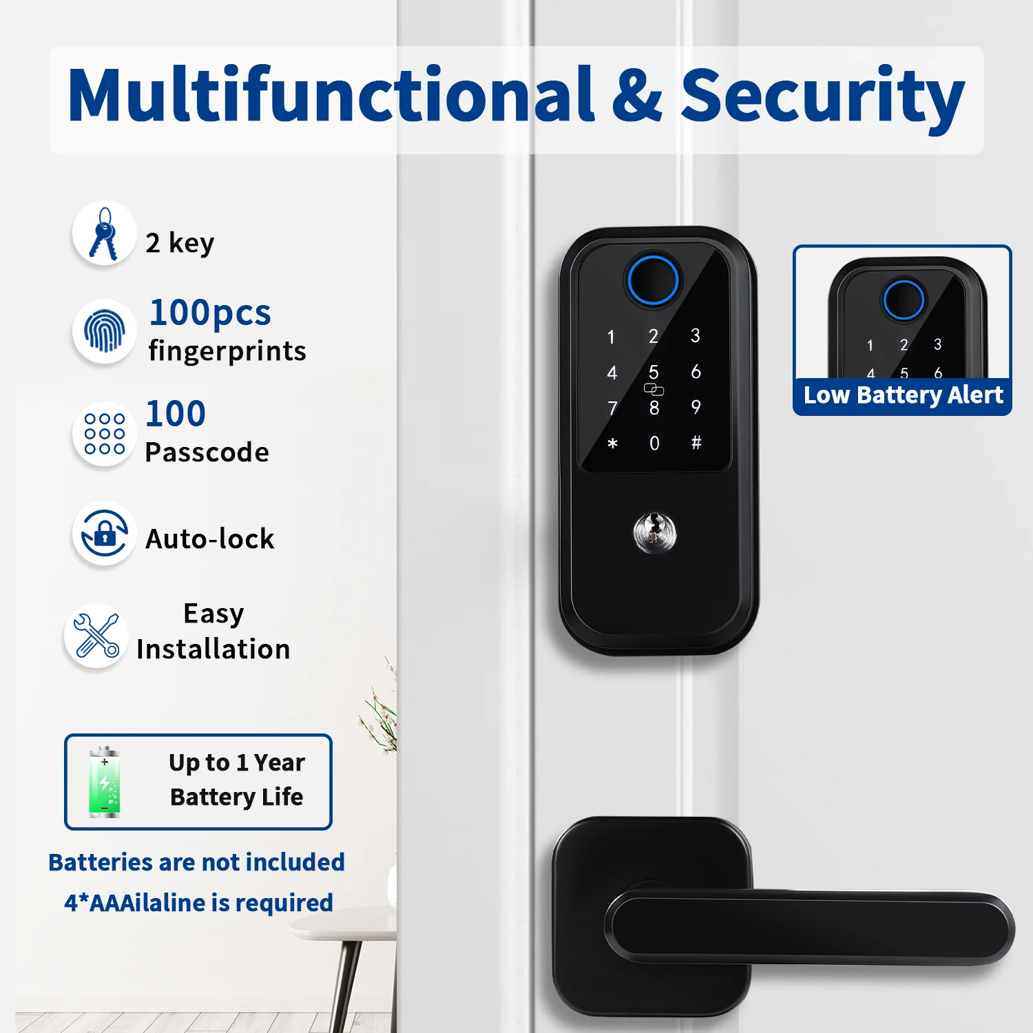 Smart Deadbolt lock of TTLOCK bluetooth APP Fingerprint Door Lock, Keyless Entry Door Lock Door Digital Electronic Lock for home