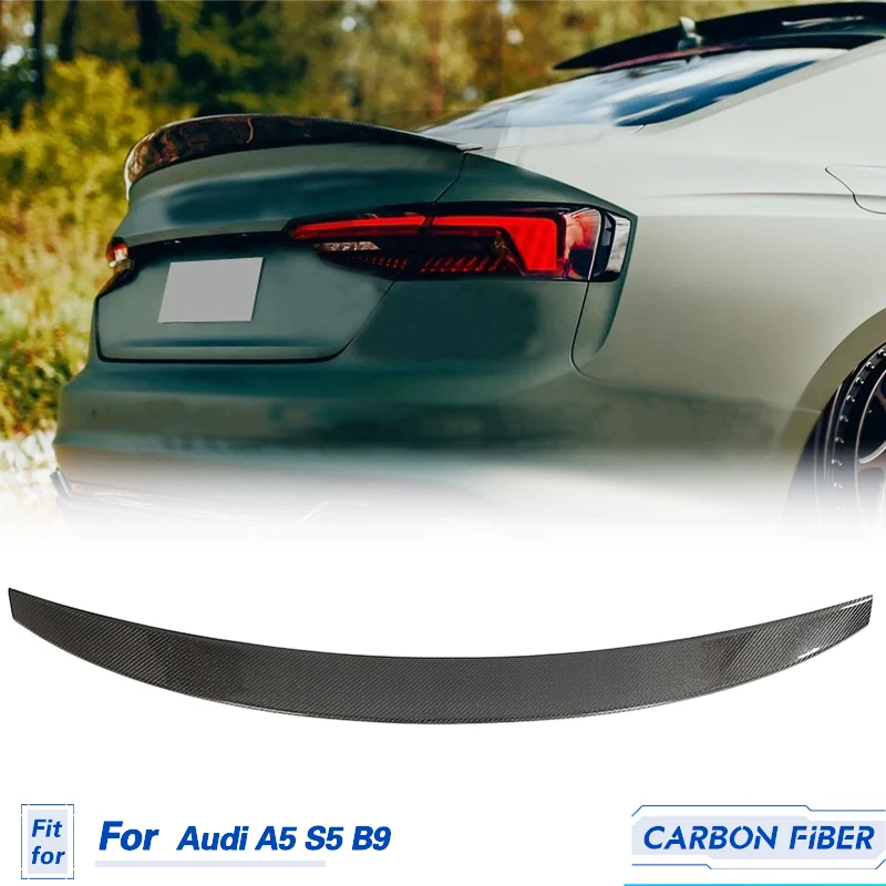 Car Rear Trunk Spoiler Wings Carbon Fiber for Audi A5 Sline S5 RS5 Sportback Hatchback 4-Door 2017-2023 Rear Spoiler Wing Lip