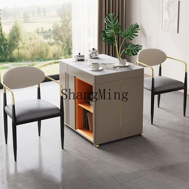 

SM luxury rock slab retractable tea table household balcony movable cart modern simple small apartment tea table
