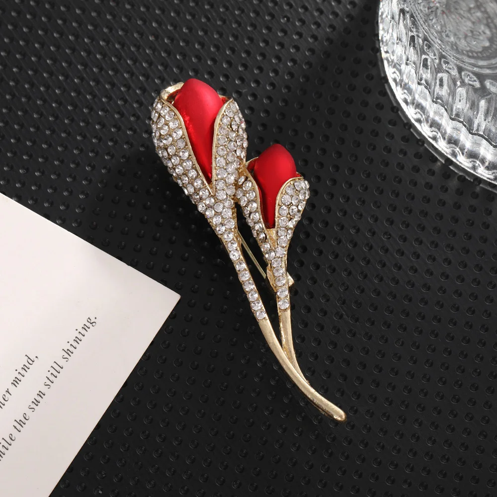 الإبداعية الزركون توليب جوهرة ملونة بروش، المرأة المضادة للتعرض وشاح مشبك، الملابس الثابتة دبوس معدني الملحقات