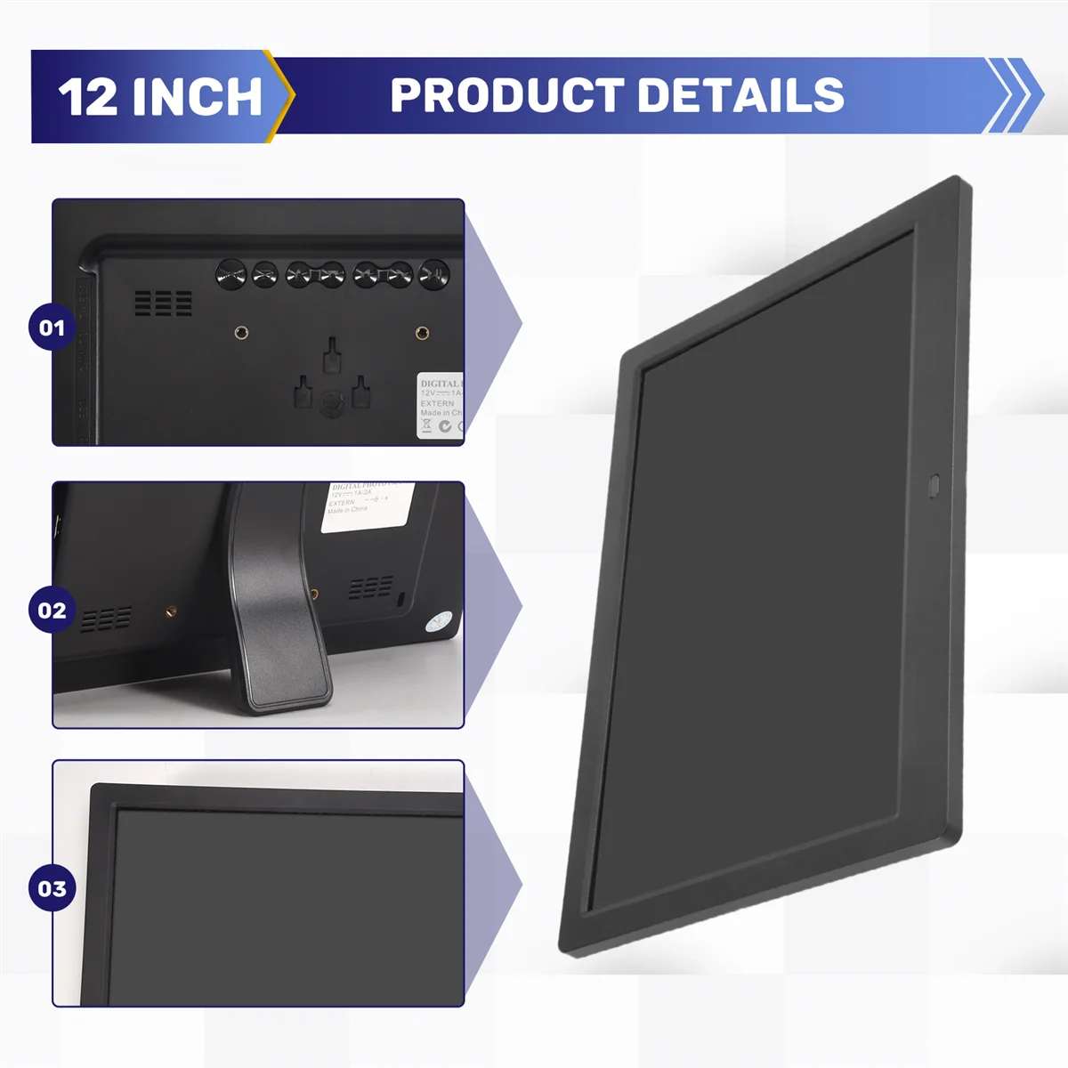 

TCE Digital Picture Frame, 12 Inch Digital Photo Frame with Wireless Remote Control, Support SD Card/USB EU PLUG