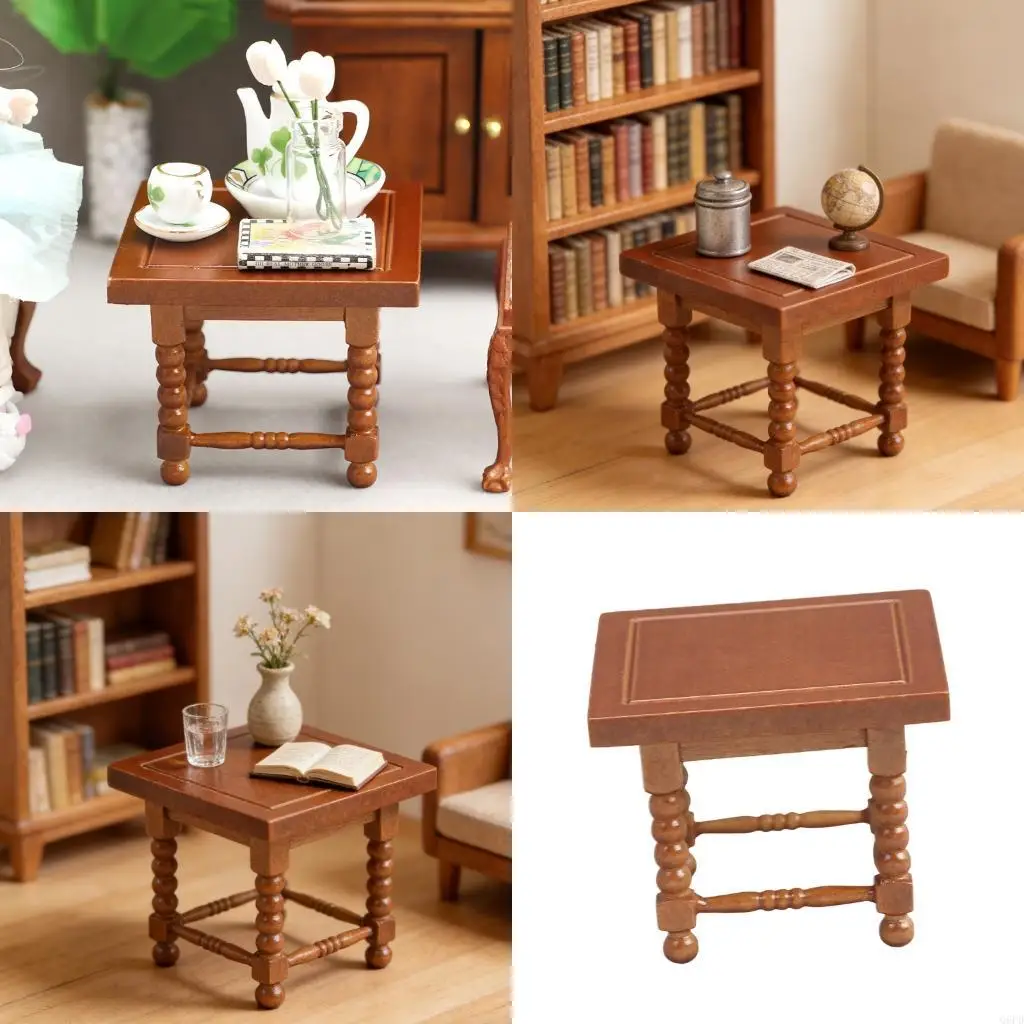 

Детский безопасный миниатюрный деревянный столик, масштаб 1/12, кукольный домик, пейзажное украшение для детей, отображение в