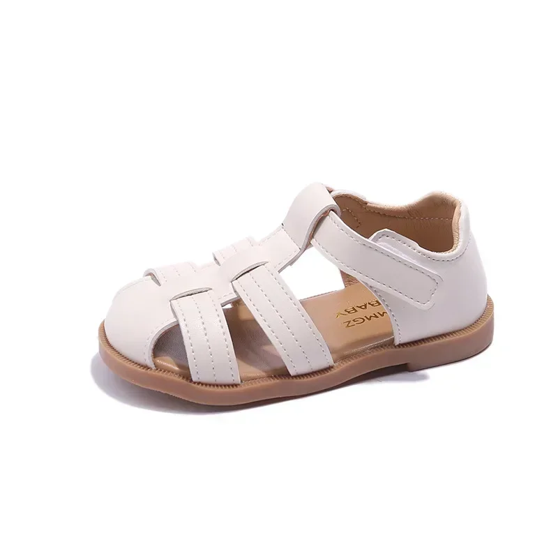 Sandales d'été en cuir à bout fermé pour bébés, chaussures de plage pour petits enfants, sandales de sport pour tout-petits, sandales unisexes pour garçons et filles, 0 à 6 ans, 2024