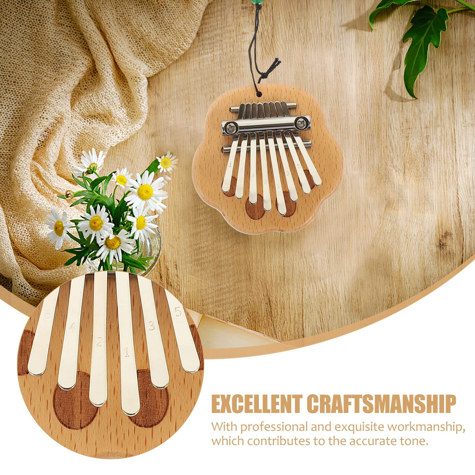 

Mini Wooden Kalimba 8-Note Thumb Piano Professional Portable Finger Piano for Music Enthusiasts Camping Recording