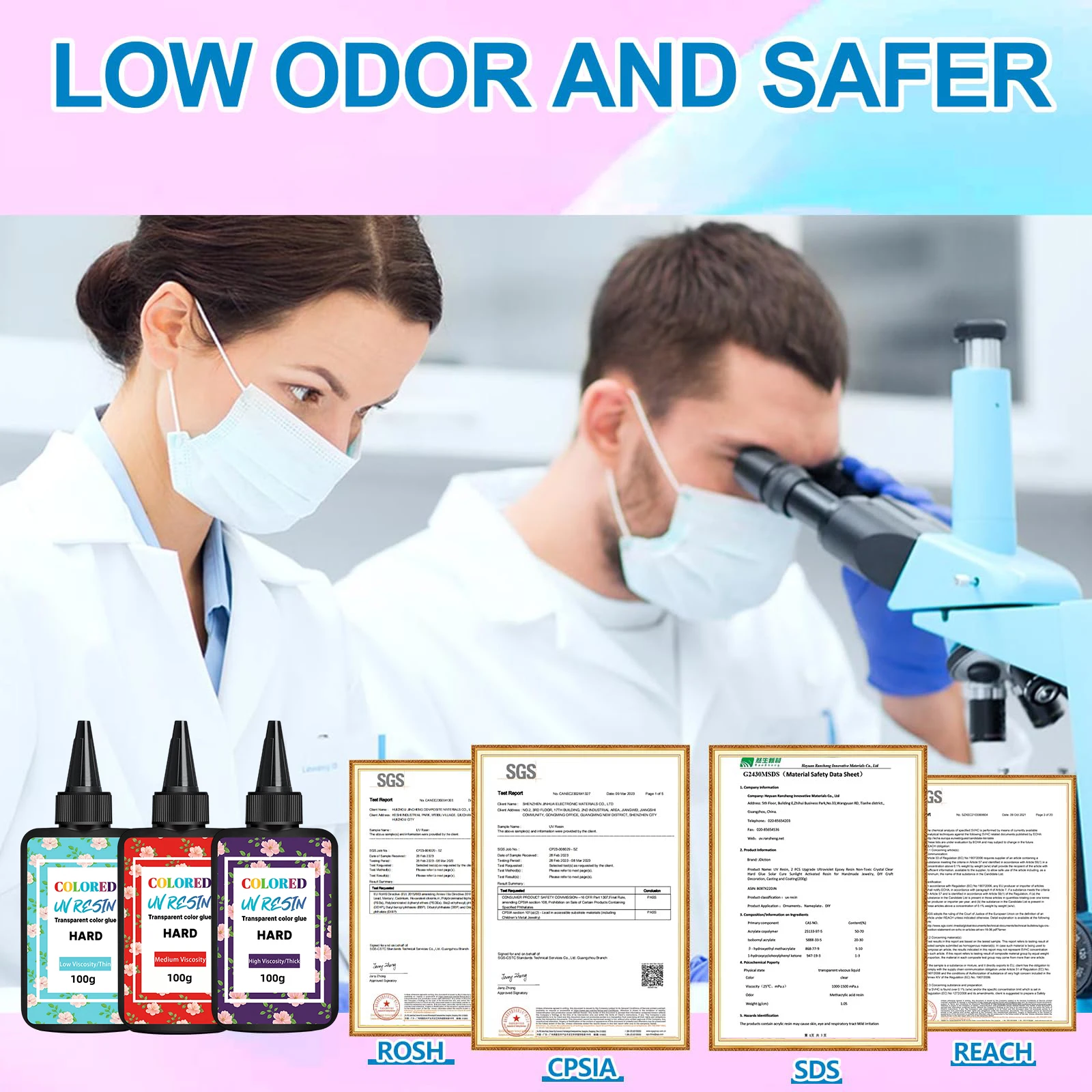 100g Medium Low High Viscosity UV Resin Glue, Rigid Ultraviolet Transparent UV Resin, Fast Curing UV Light Curing Resin Glue for