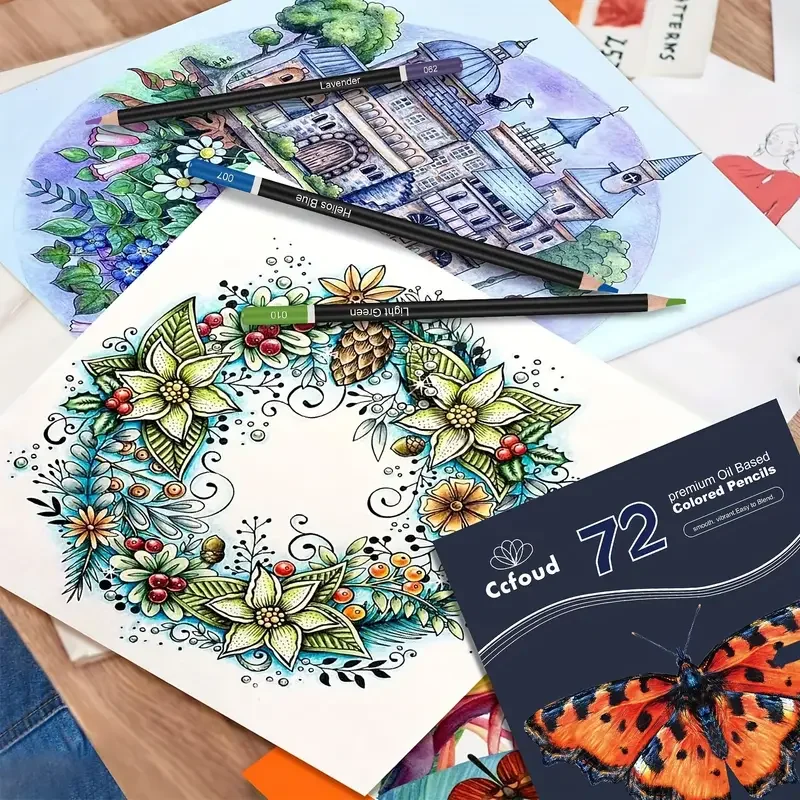 Lápis de cor premium |   Conjunto de 72, cabos de núcleo macio de 3,8 mm de qualidade, cores ricas e vibrantes, misturáveis, perfeitos para iniciantes