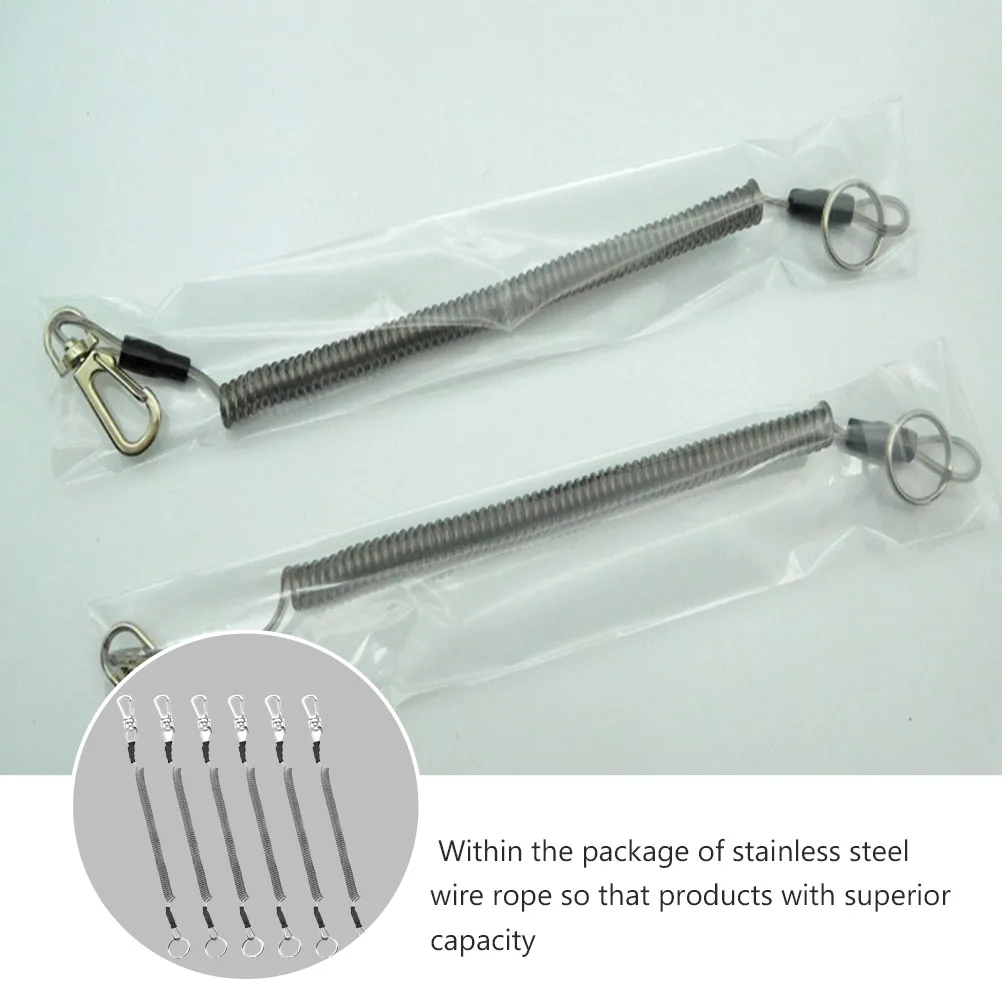 

6pcs Fishing Rod Protection Rope Retractable Elastic Hiking Kayak Tools Pu Coated Steel Wire Durable Anti-