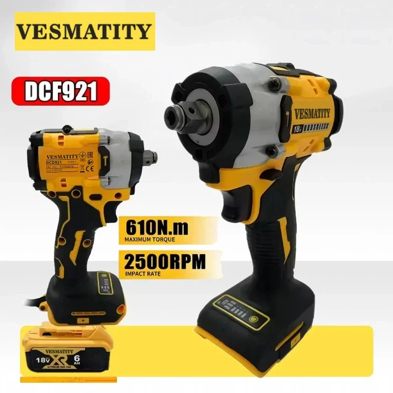 DCF921 Atomic 20V Maximum Cordless Wrench 1/2 Inch Cordless Impact Wrench Variable Speed Charging Wrench for DEWALT 18v Battery