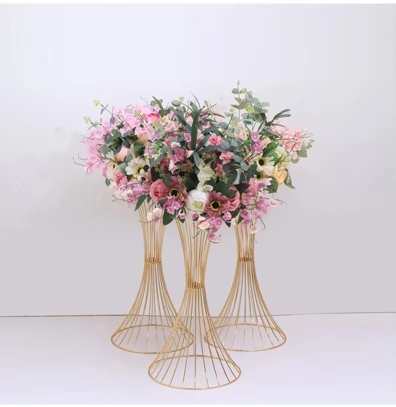 

Gold Flower Vases Stands, Metal Road Lead, Wedding Centerpiece Flowers Rack, Event Party Decoration, 60cm High, 10Pcs