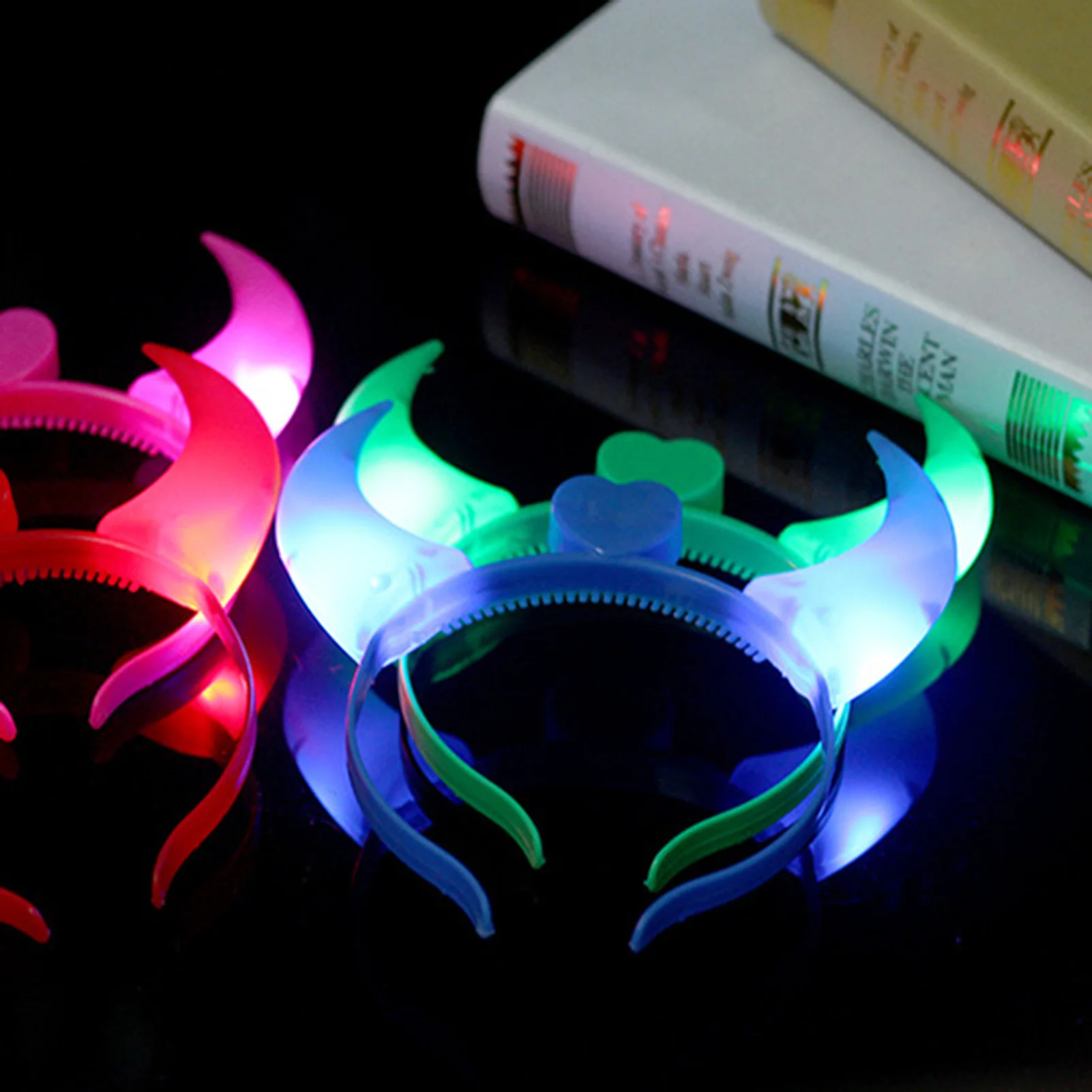 هالوين توهج القرن الشيطان زي عقال تضيء Led إكسسوارات الشعر للنساء زي الحفلات التنكرية