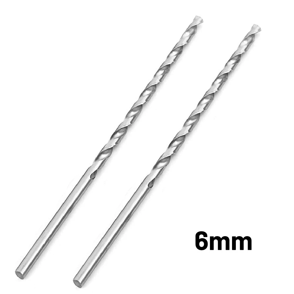 2pcs 400mm Extra Long High Steel Drill Bit Set Straight Shank For Metal Wood Hole Cutter 6mm Twist- Drill Bit 2pcs