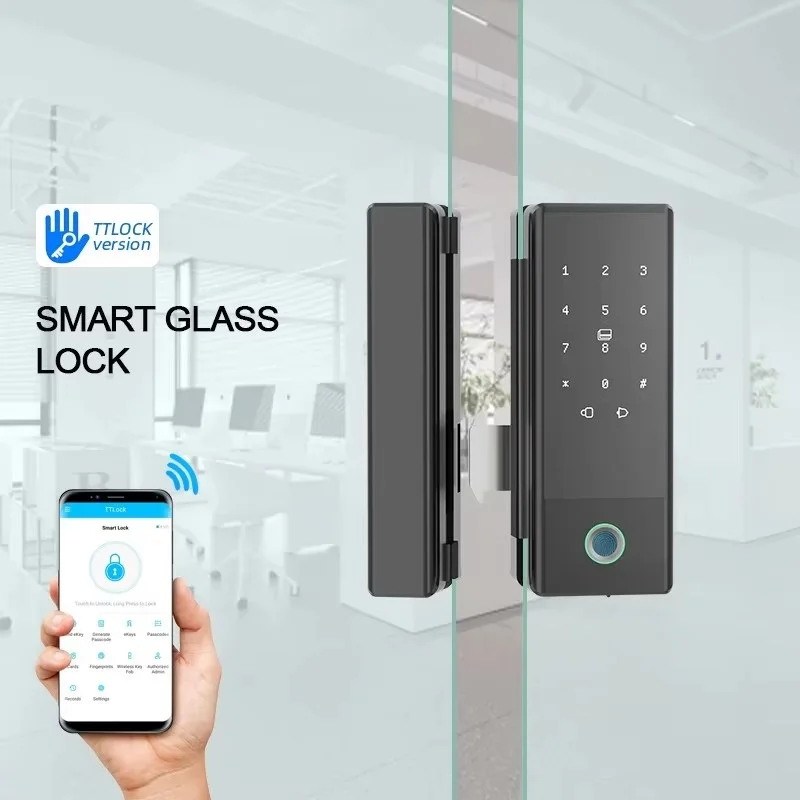 Magnetic Fingerprint Ttlock Tuya Smart Glass Lock: Dummy Password Solid Locking Hook Electronic Digital Deadbolt Bluetooth Lock