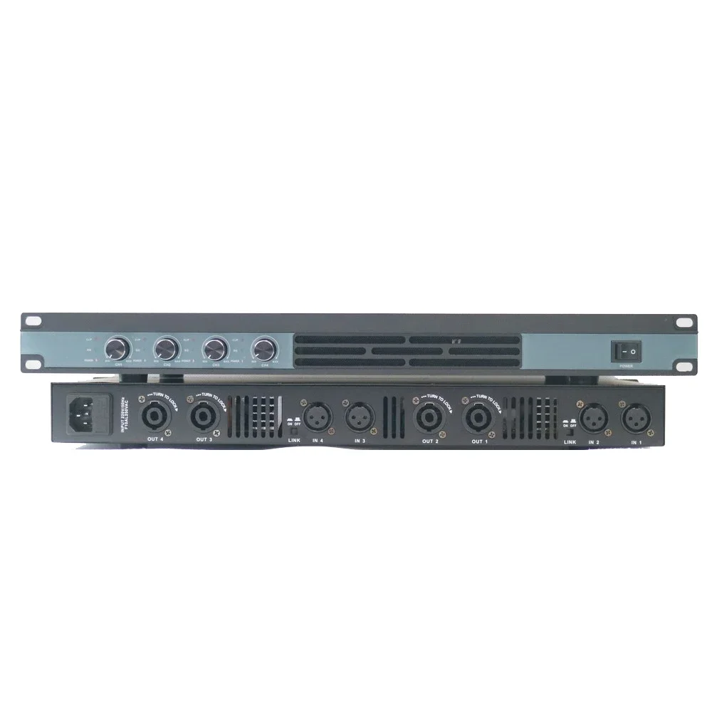 4 Channel 1U Digital Power Amplifier 5200W PEAK 4 x 650W Output High Power AMP