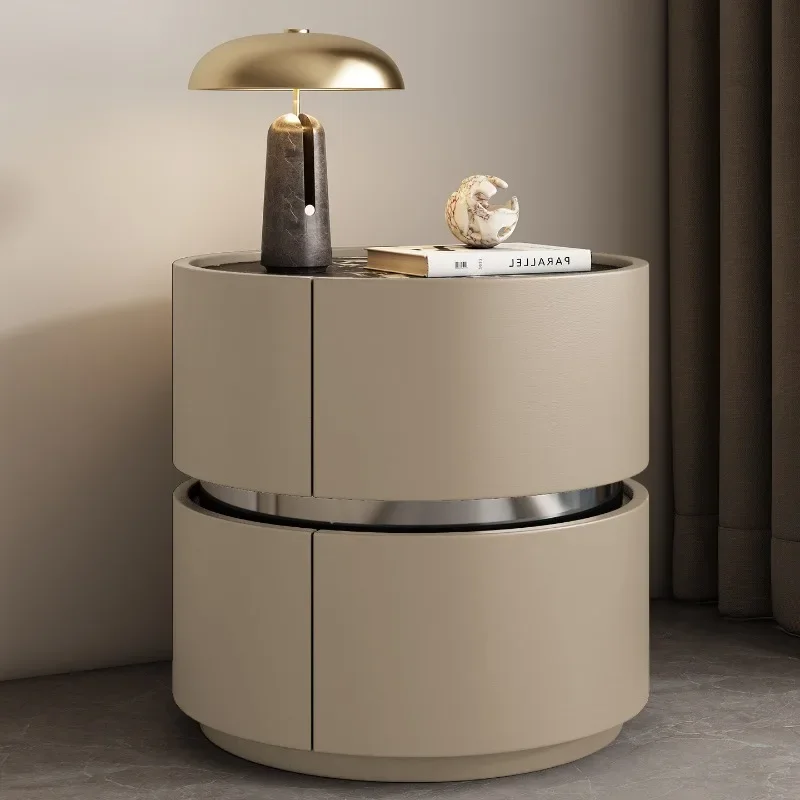 European Luxury Bedside Table Italian Display Mid Century Modern Night Stand Vintage Round Mesita De Noche Bedroom Furniture