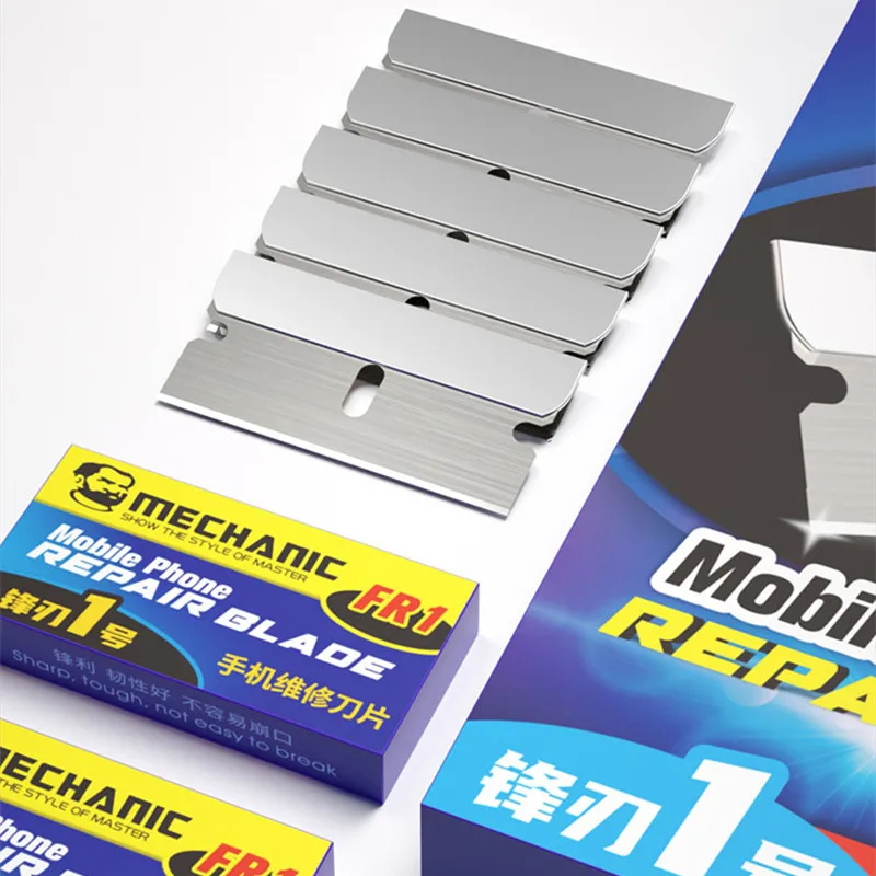 5PCS MECHANIC FR1 High Toughness Scraper OCA Glue Cleaning Removal Blades for Mobile Phone Maintenance LCD Screen Tool