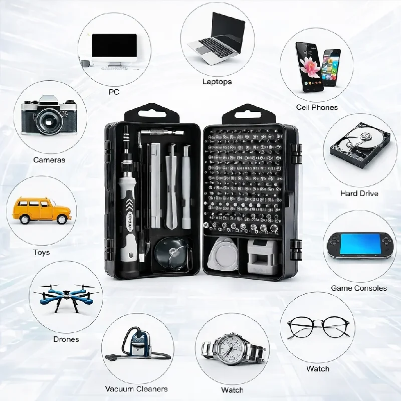 

Magnetic Precision Screwdriver Set 115 in 1, Electronics Repair Tools for Laptop Phone PC, Professional Nut Driver Kit