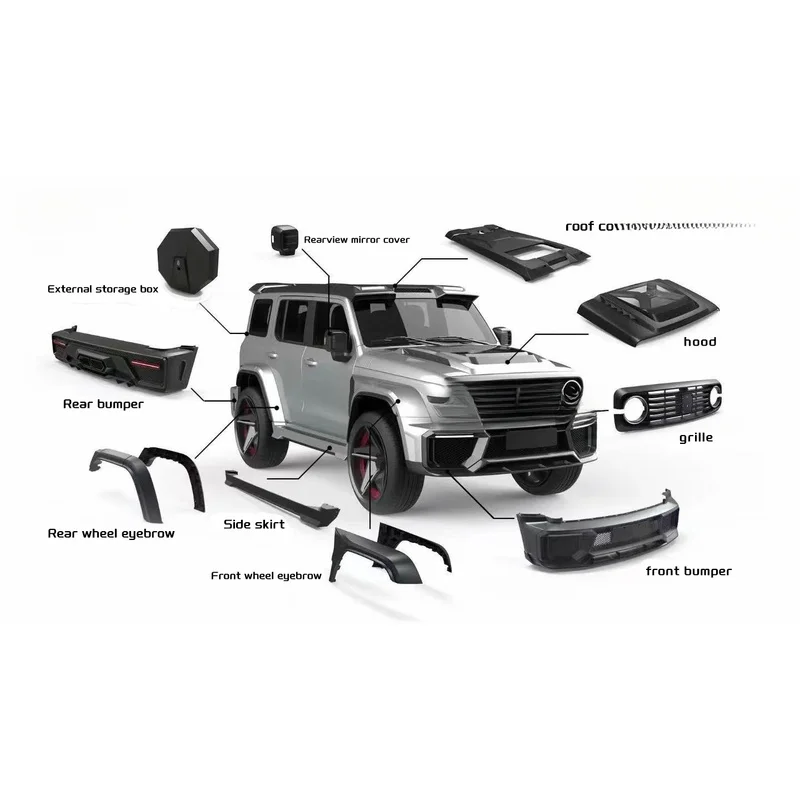 Ultimate Off-Road Full Body Kit Front Rear Bumper Grille Hood Wheel Arches Side Skirts for Mid-Size SUV Lightweight